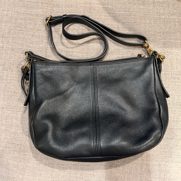 Fossil Handbags - Fossil Black Leather Shoulder Bag with Gold Key Accent (A0011)